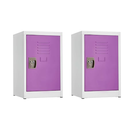 24in H X 15in W Steel Single Tier Locker In Purple, 2PK